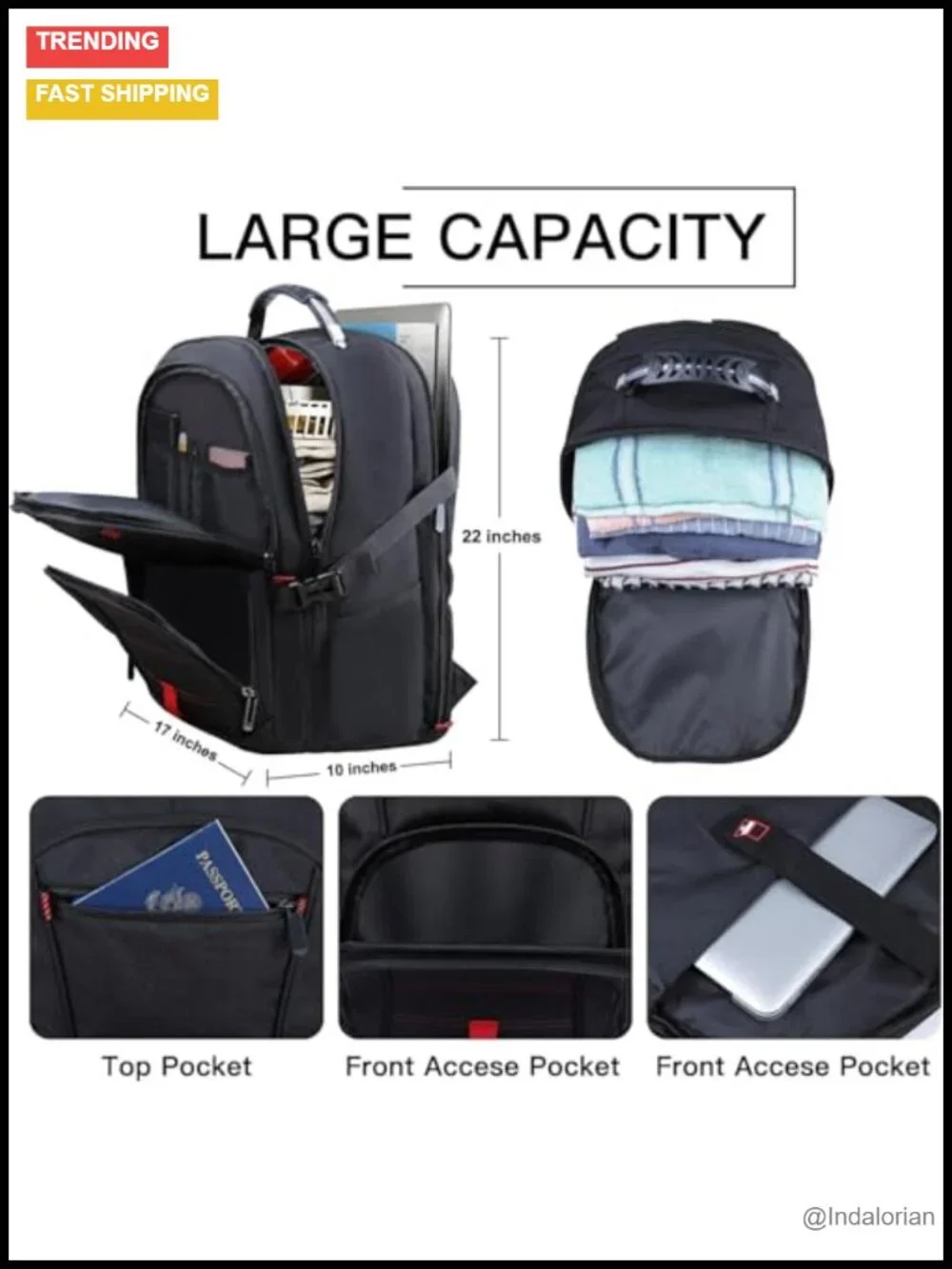 Extra Large 55L Travel Laptop Backpack, Anti Theft Water Resistant, TSA Airline